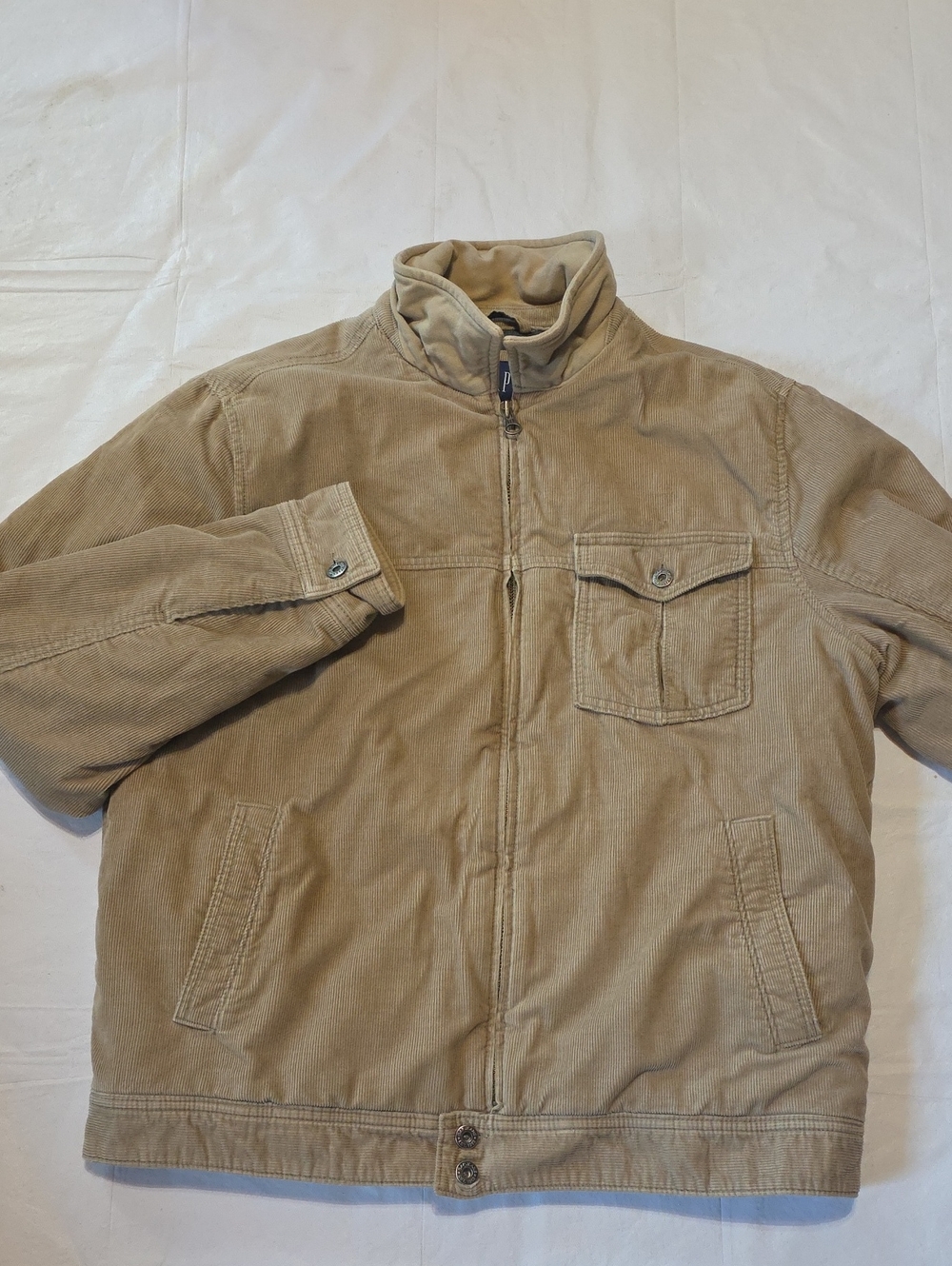 GAP VTG Men's Corduroy Zip Quilted Lined Trucker Jacket Tan Fall 2005 L